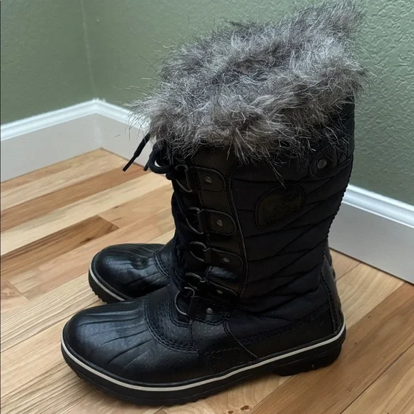 Sorel Tofino Black Fur Lined Boot Size 7 - Picture 4 of 8
